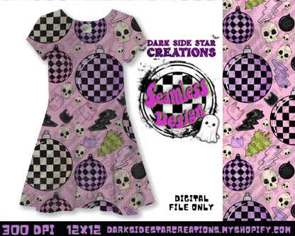 Emo Christmas Seamless Baby Pink Designs PNG | 300 DPI | 12X12 | Seamless | PNG | Digital Files Only ( 3 Sizes Included)