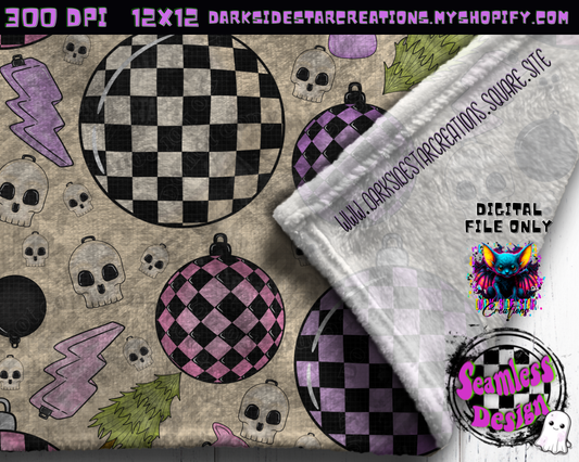 Emo Christmas Seamless Cream Designs PNG | 300 DPI | 12X12 | Seamless | PNG | Digital Files Only ( 3 Sizes Included)