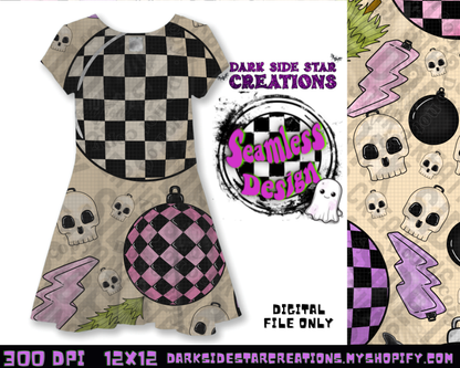 Emo Christmas Seamless Cream Designs PNG | 300 DPI | 12X12 | Seamless | PNG | Digital Files Only ( 3 Sizes Included)