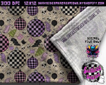 Emo Christmas Seamless Cream Designs PNG | 300 DPI | 12X12 | Seamless | PNG | Digital Files Only ( 3 Sizes Included)