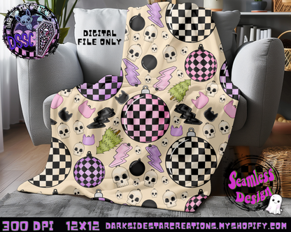 Emo Christmas Seamless Cream Designs PNG | 300 DPI | 12X12 | Seamless | PNG | Digital Files Only ( 3 Sizes Included)