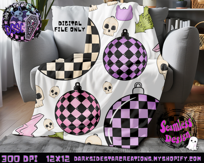 Emo Christmas Seamless White Designs PNG | 300 DPI | 12X12 | Seamless | PNG | Digital Files Only ( 3 Sizes Included)