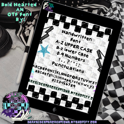 Bold Hearted A Hand Drawn Font By DSSC 72 Characters Included Digital File Only OTF