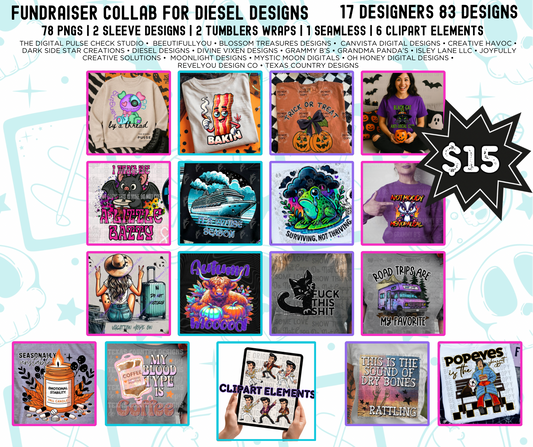 Cruise Fundraiser For Diesel Designs | Collab | 300 DPI | PNG | Libby Wrap | Seamless | Tumbler Digital Files Only (Copy)