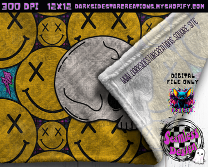 Happy Skull Seamless Design PNG | 300 DPI | 12X12 | Seamless | PNG | Digital Files Only (3 Sizes Included)