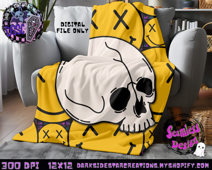 Happy Skull Seamless Design PNG | 300 DPI | 12X12 | Seamless | PNG | Digital Files Only (3 Sizes Included)