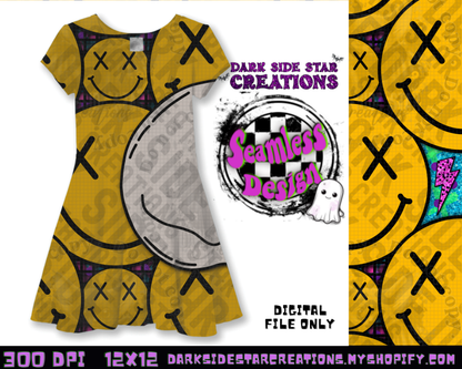 Happy Skull Seamless Design PNG | 300 DPI | 12X12 | Seamless | PNG | Digital Files Only (3 Sizes Included)