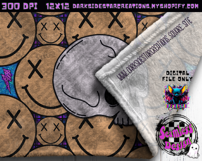 Happy Skull Seamless Design Peachy PNG | 300 DPI | 12X12 | Seamless | PNG | Digital Files Only (3 Sizes Included)