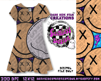 Happy Skull Seamless Design Peachy PNG | 300 DPI | 12X12 | Seamless | PNG | Digital Files Only (3 Sizes Included)