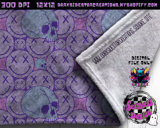Happy Skull Seamless Design Pink Ice PNG | 300 DPI | 12X12 | Seamless | PNG | Digital Files Only (3 Sizes Included)