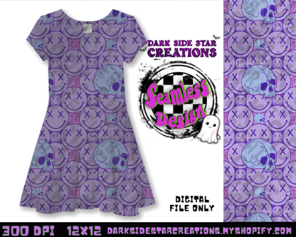 Happy Skull Seamless Design Pink Ice PNG | 300 DPI | 12X12 | Seamless | PNG | Digital Files Only (3 Sizes Included)