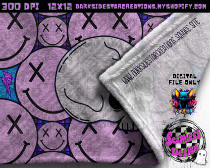 Happy Skull Seamless Design Purpy Pink PNG | 300 DPI | 12X12 | Seamless | PNG | Digital Files Only (3 Sizes Included)