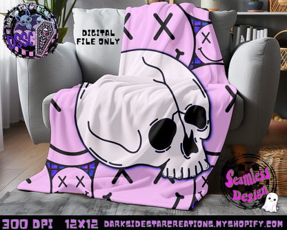 Happy Skull Seamless Design Purpy Pink PNG | 300 DPI | 12X12 | Seamless | PNG | Digital Files Only (3 Sizes Included)