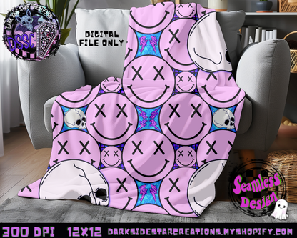 Happy Skull Seamless Design Purpy Pink PNG | 300 DPI | 12X12 | Seamless | PNG | Digital Files Only (3 Sizes Included)