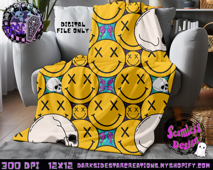 Happy Skull Seamless Design PNG | 300 DPI | 12X12 | Seamless | PNG | Digital Files Only (3 Sizes Included)