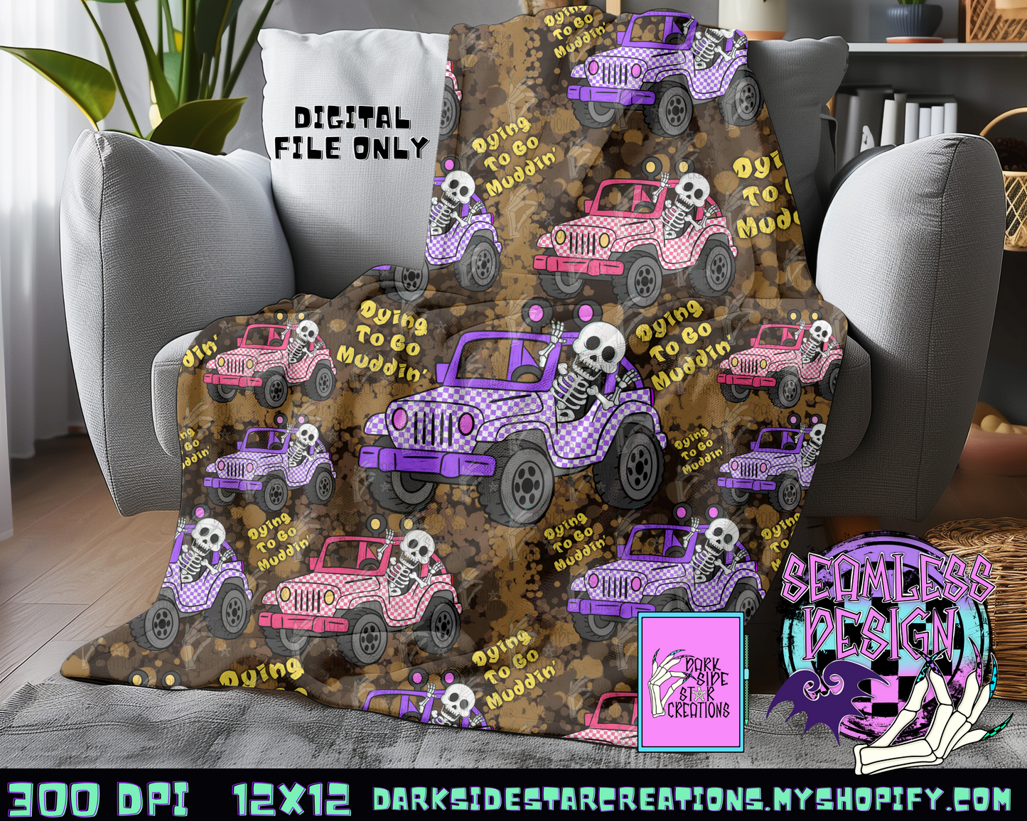 Dying To Go Muddin’ Seamless Design PNG | 300 DPI | 12X12 | Seamless | PNG | Digital Files Only (1)