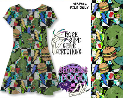 Dino Burgers Seamless Design PNG | 300 DPI | 12X12 | Seamless | PNG | Digital Files Only (1)