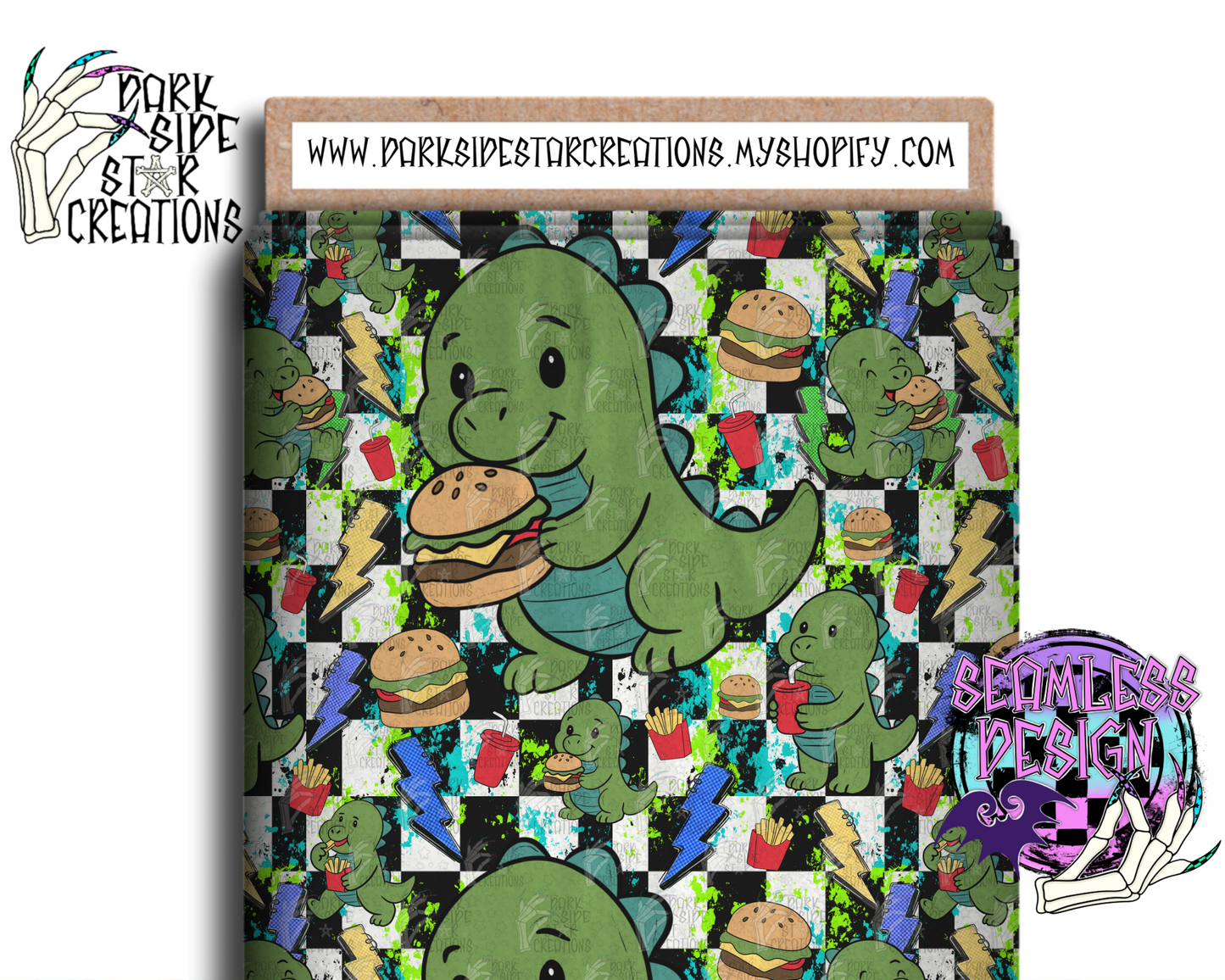 Dino Burgers Seamless Design PNG | 300 DPI | 12X12 | Seamless | PNG | Digital Files Only (1)