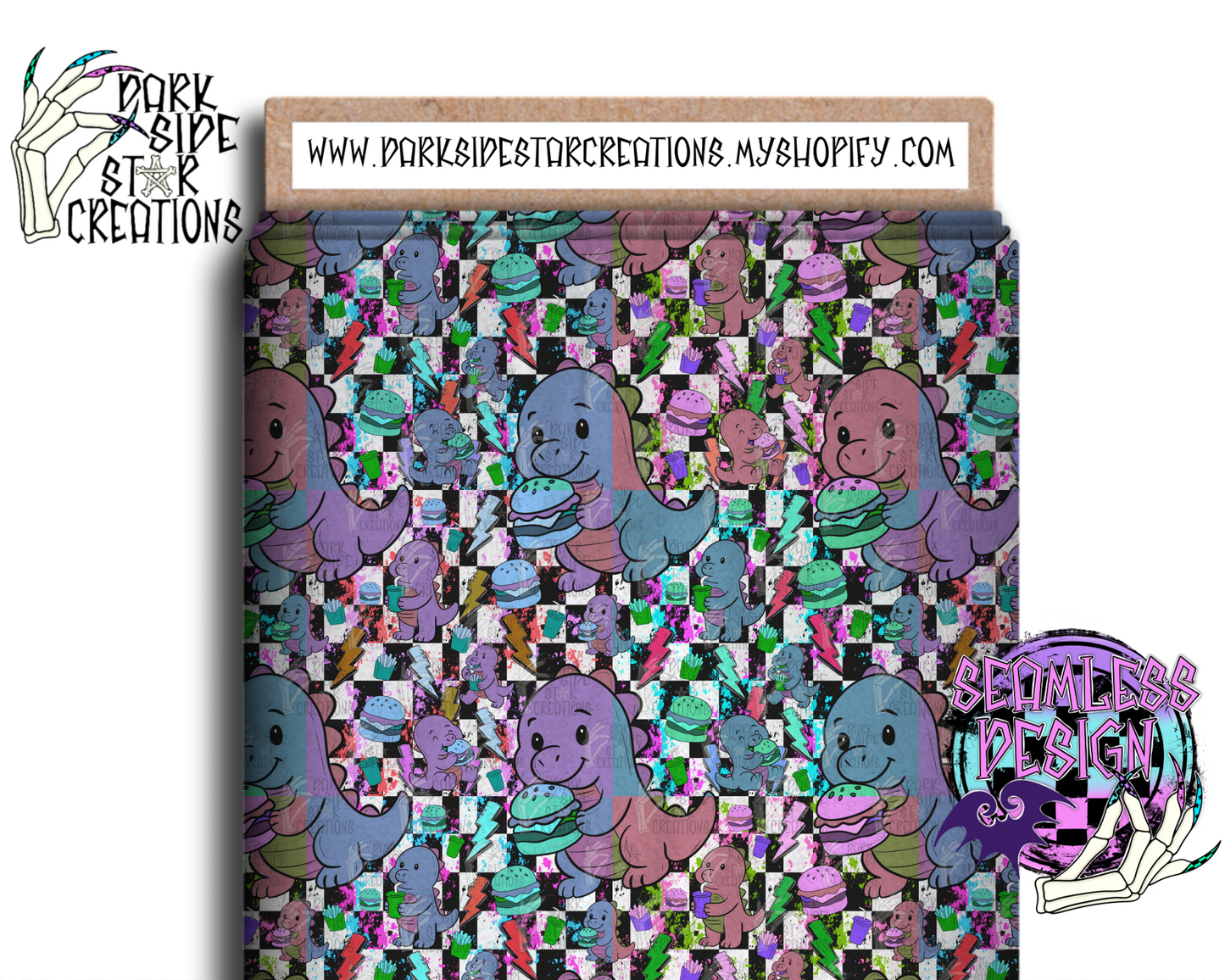Wonky Dino Burgers Seamless Design PNG | 300 DPI | 12X12 | Seamless | PNG | Digital Files Only (1)