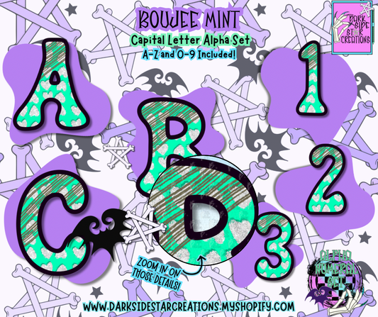 Mint Boujee Alpha/Numeral Set | 300 DPI | Transparent PNG | Alpha Numeral Set| A-Z Included | Uppercase | 0-9 Included | (36 Included)
