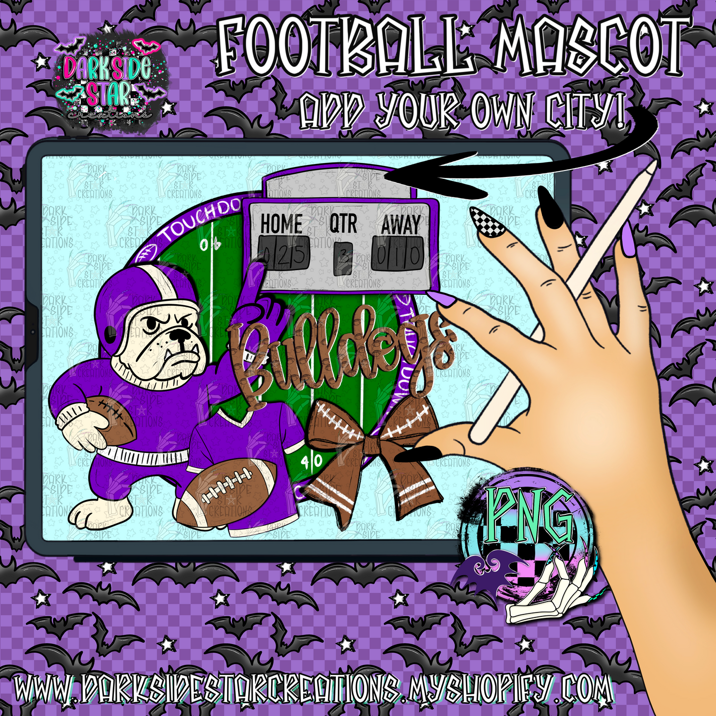Football Mascot Bulldogs PNG | 300 DPI | PNG | Digital Files Only (1)