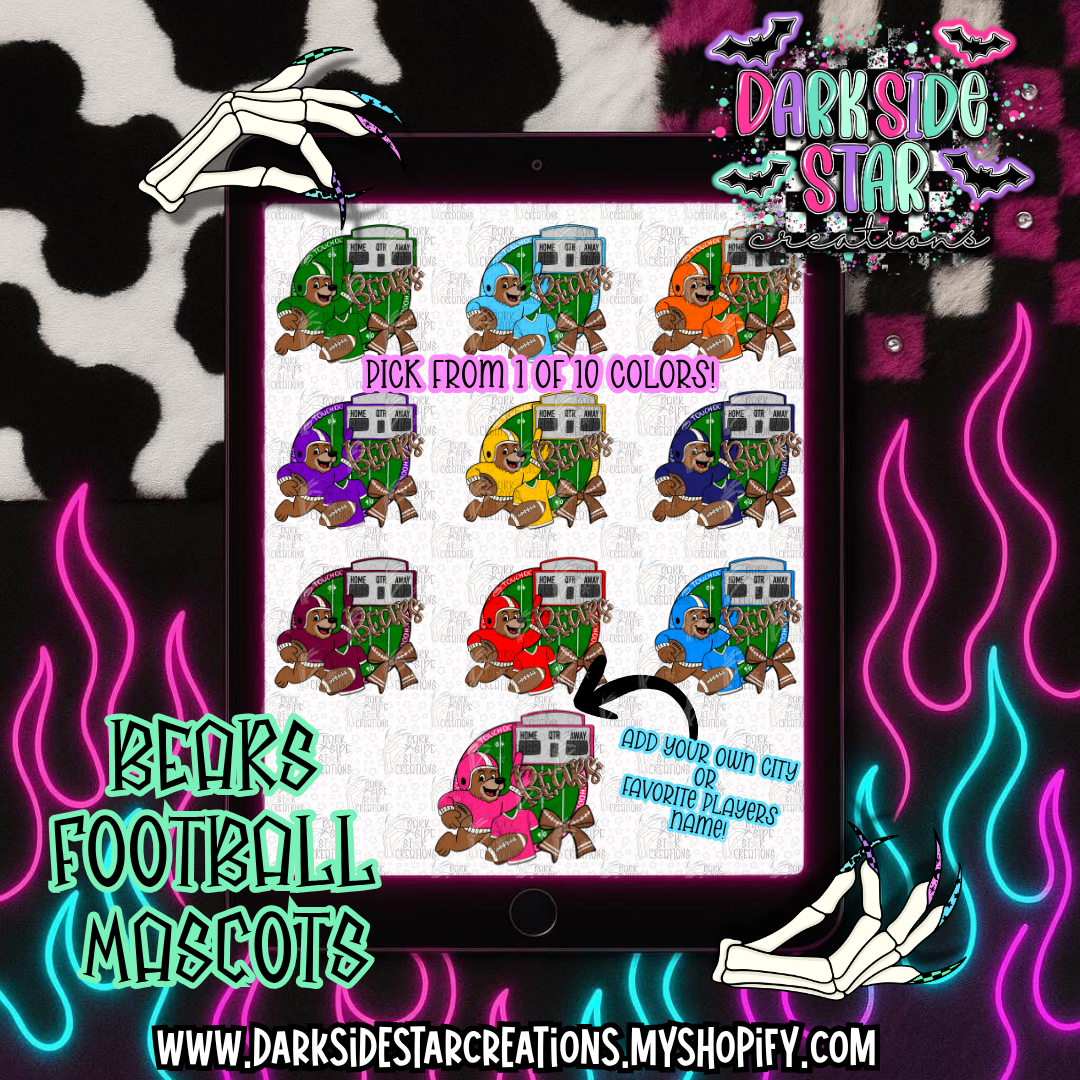 Football Mascot Bears PNG | 300 DPI | PNG | Digital Files Only (1)