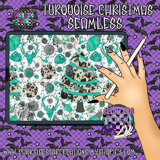 Turquoise Christmas Seamless Design PNG | 300 DPI | 12X12 | Seamless | PNG | Digital Files Only (1)