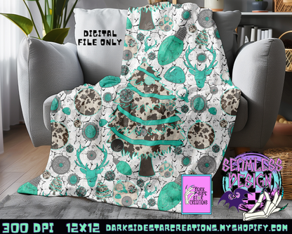 Turquoise Christmas Seamless Design PNG | 300 DPI | 12X12 | Seamless | PNG | Digital Files Only (1)