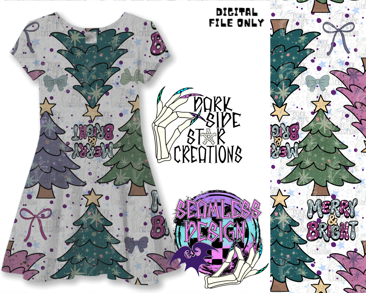 Merry and Bright Seamless Design PNG | 300 DPI | 12X12 | Seamless | PNG | Digital Files Only (1)