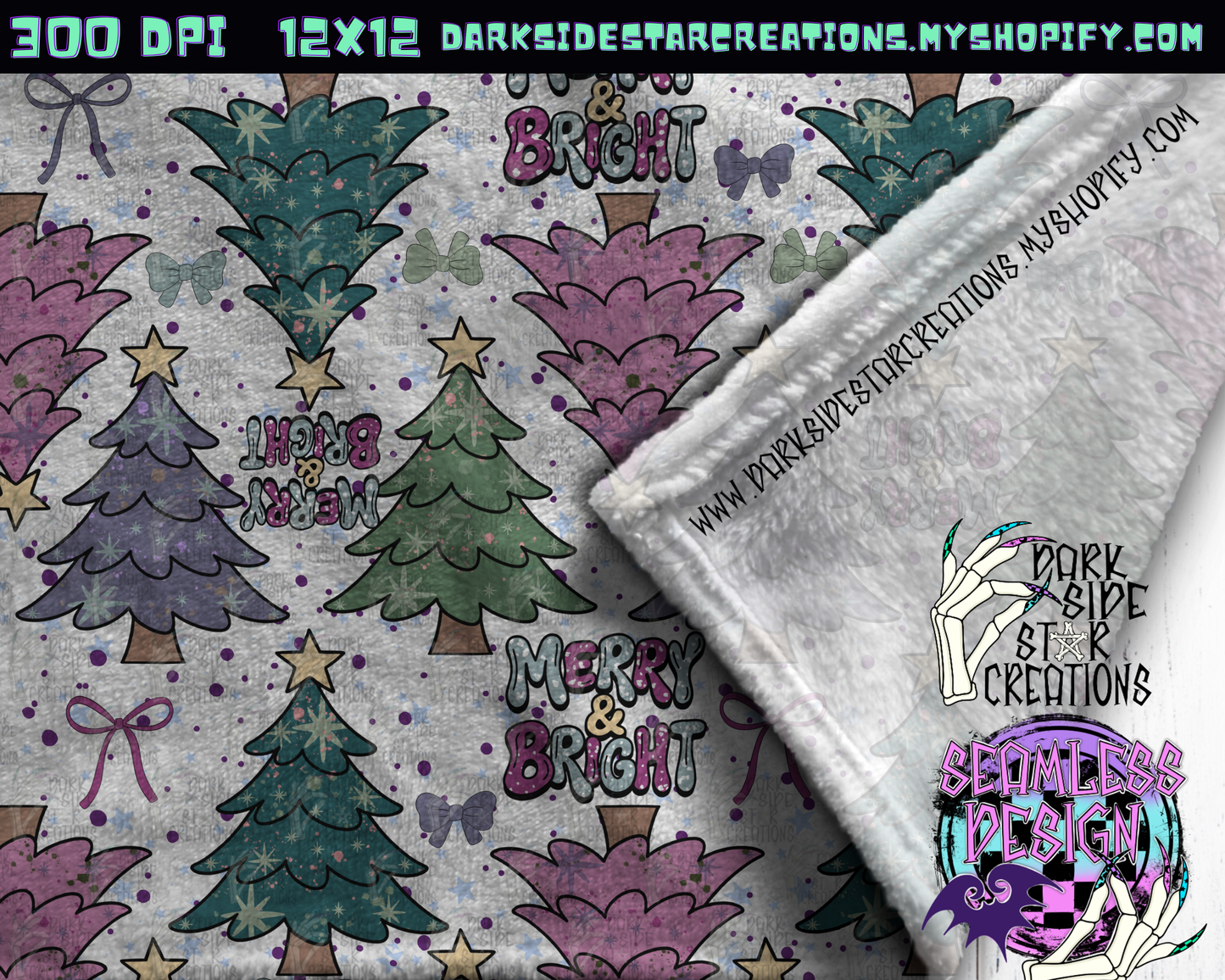 Merry and Bright Seamless Design PNG | 300 DPI | 12X12 | Seamless | PNG | Digital Files Only (1)