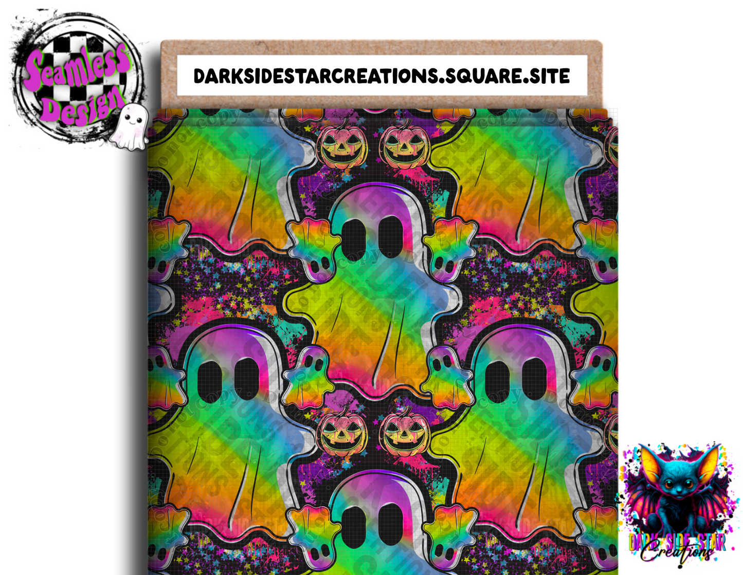 Spooktastic Rainbow Seamless Design PNG | 300 DPI | 12X12 | Seamless | PNG | Digital Files Only (3 Sizes Included)