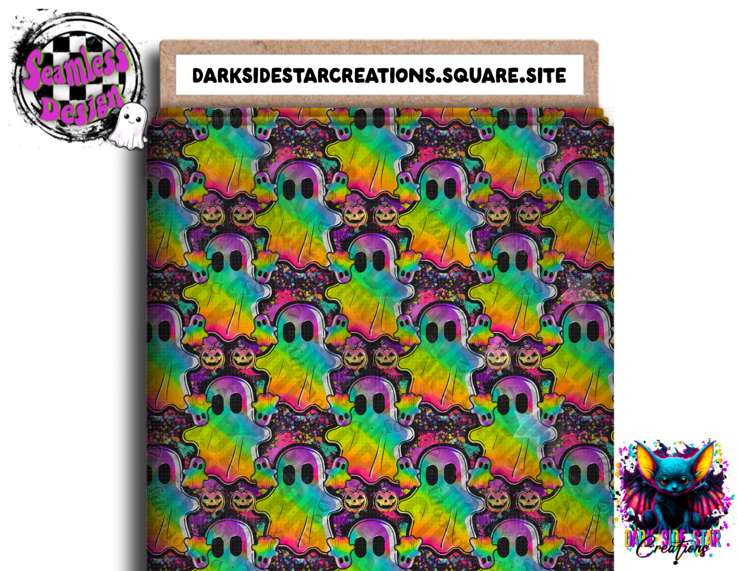 Spooktastic Rainbow Seamless Design PNG | 300 DPI | 12X12 | Seamless | PNG | Digital Files Only (3 Sizes Included)