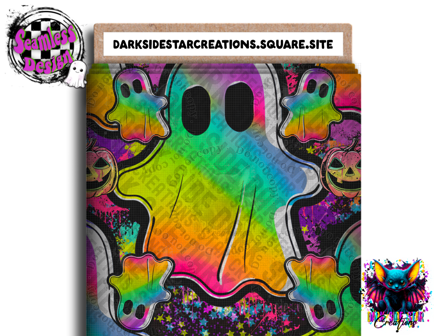Spooktastic Rainbow Seamless Design PNG | 300 DPI | 12X12 | Seamless | PNG | Digital Files Only (3 Sizes Included)