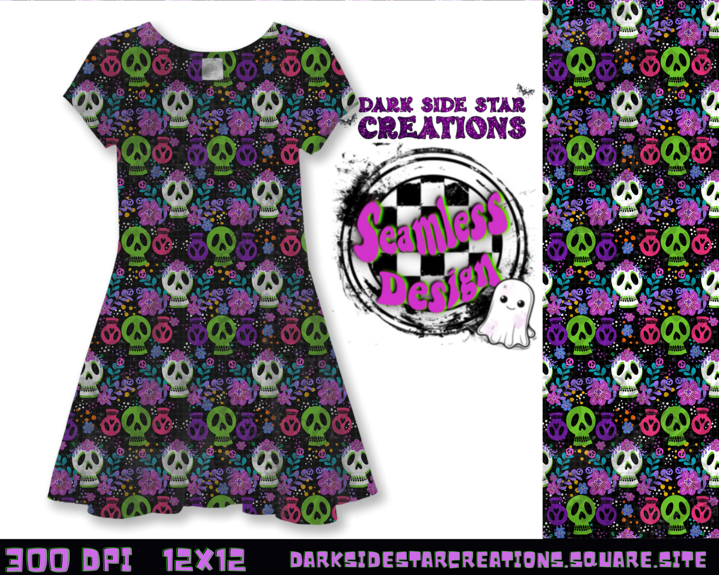 Spooky Boo-gie Seamless Designs PNG | 300 DPI | 12X12 | Seamless | PNG | Digital Files Only ( 3 Sizes Included)