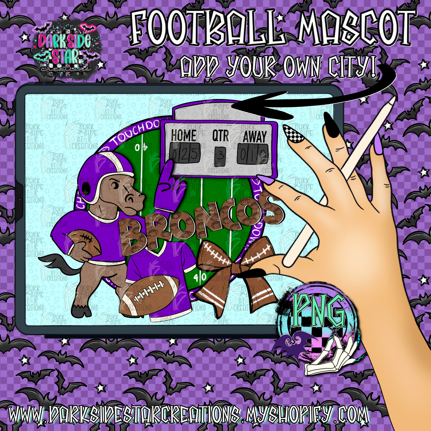 Football Mascot Broncos PNG | 300 DPI | PNG | Digital Files Only (1)