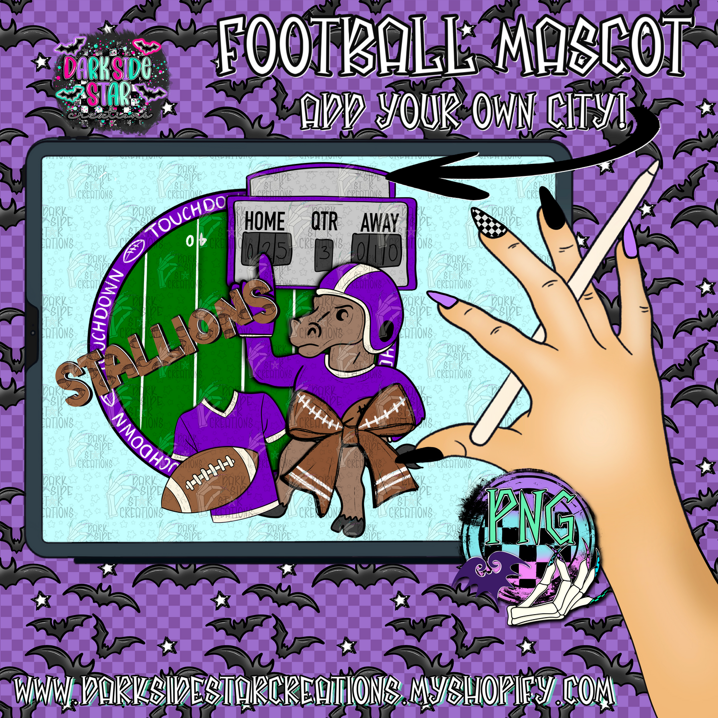 Football Mascot Stallions PNG | 300 DPI | PNG | Digital Files Only (1)