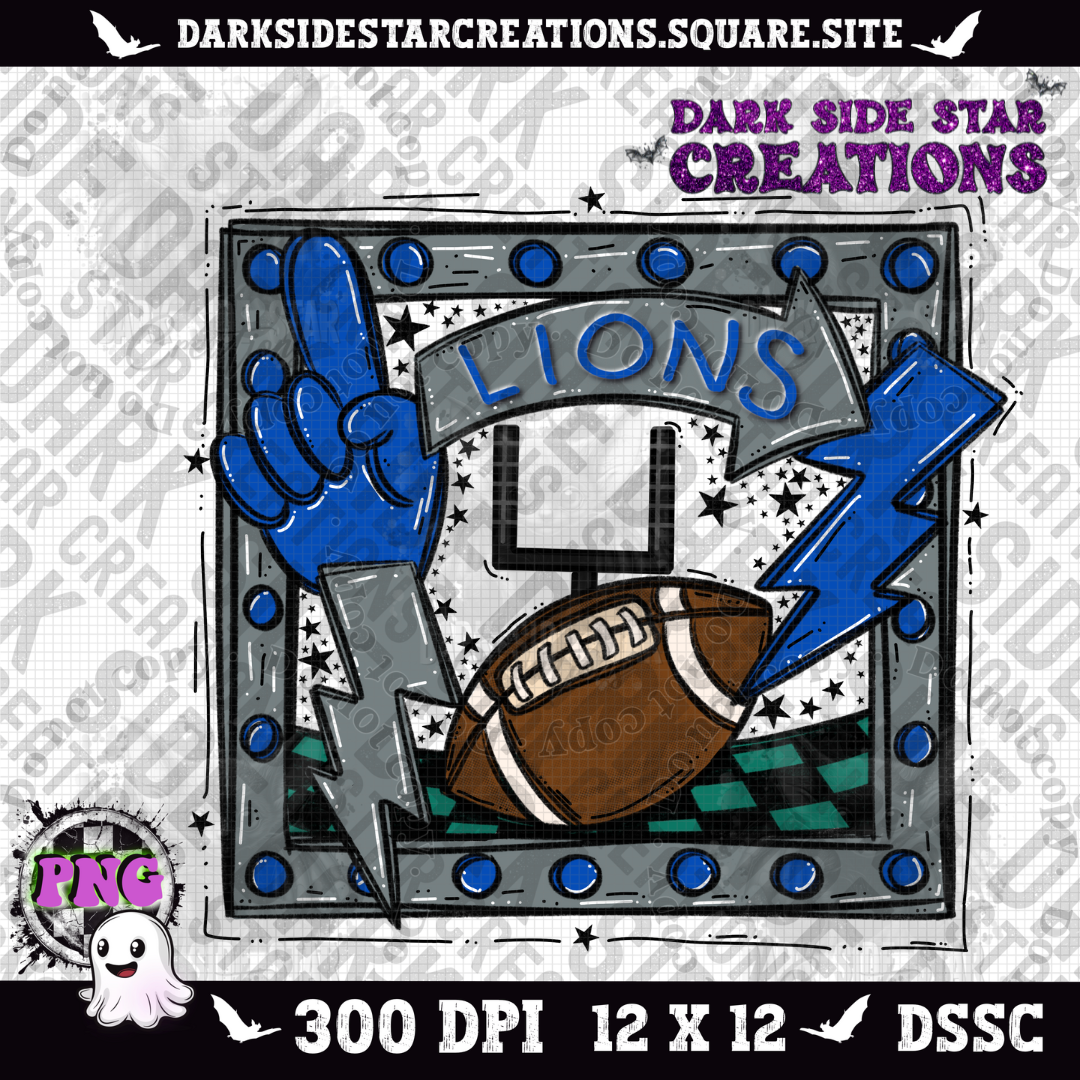 Sporty Football Frame Lions PNG | 300 DPI | PNG | Digital File Only (1)