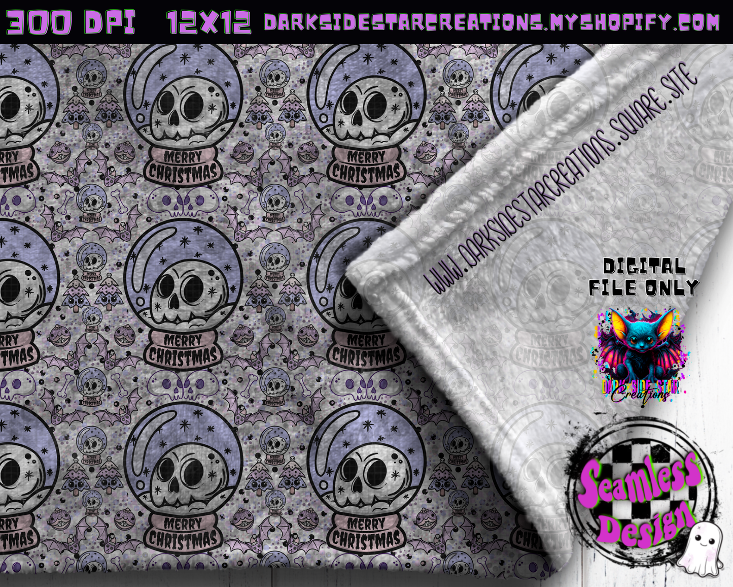 Merry Creepmas Seamless Design PNG | 300 DPI | 12X12 | Seamless | PNG | Digital Files Only (3 Sizes Included)