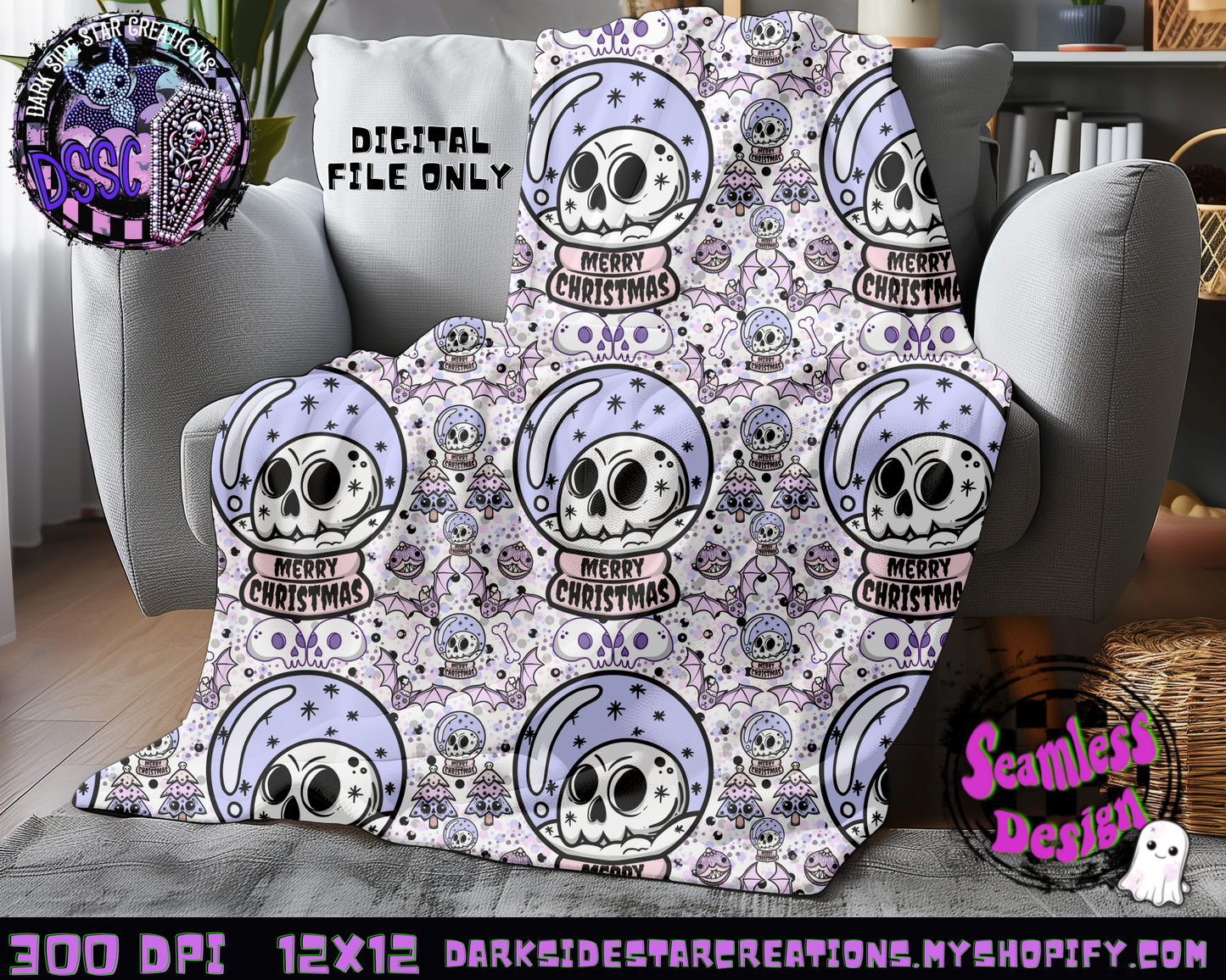 Merry Creepmas Seamless Design PNG | 300 DPI | 12X12 | Seamless | PNG | Digital Files Only (3 Sizes Included)