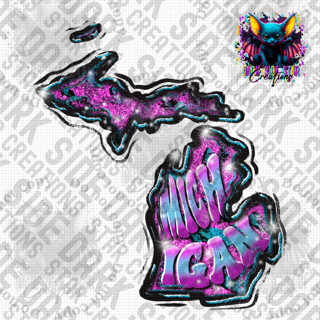 Funky Color Michigan Shape PNG | 300 DPI | PNG | Digital Files Only (1)