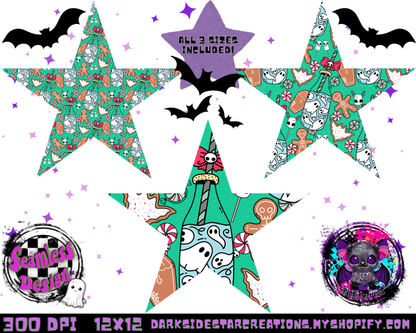 Milk and Creepmas Cookies Mint Seamless Design PNG | 300 DPI | 12X12 | Seamless | PNG | Digital Files Only (3 Sizes Included)