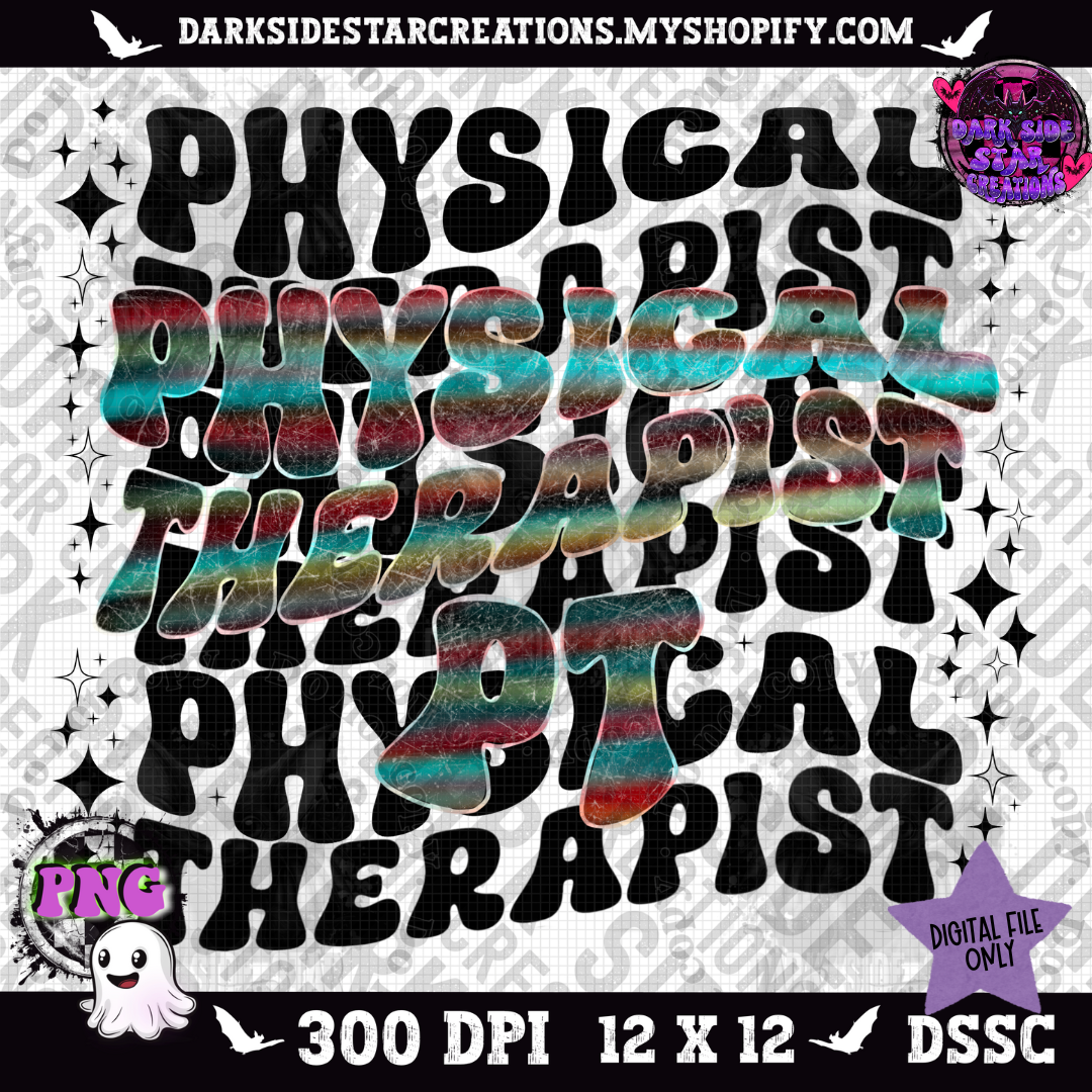 Multicolored Physical Therapist PT PNG | 300 DPI | PNG | Digital Files Only (1)