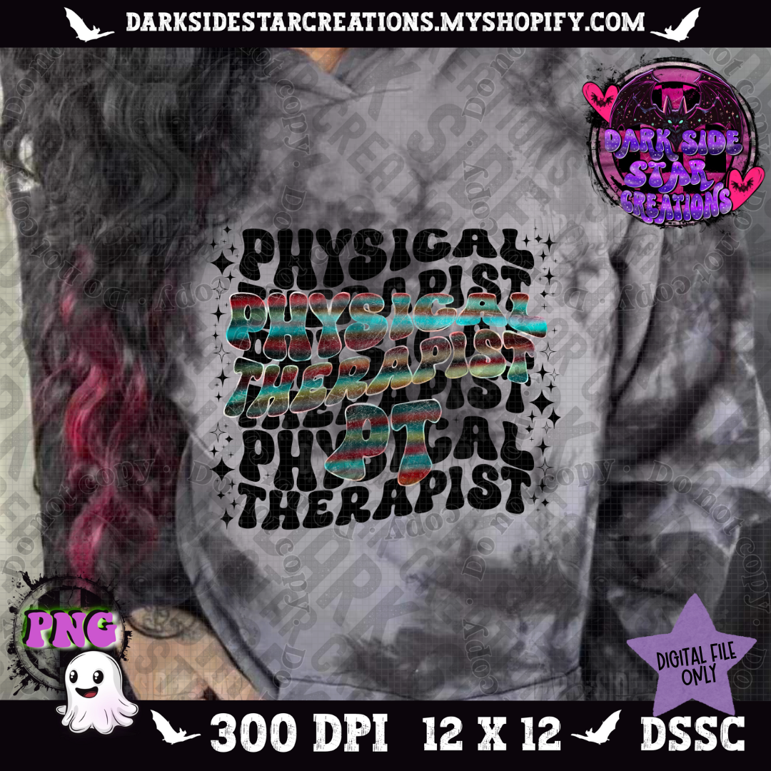 Multicolored Physical Therapist PT PNG | 300 DPI | PNG | Digital Files Only (1)