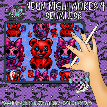 Neon Nightmares Collab With Mystic Moon Digitals | Collab | 300 DPI | PNG | Seamless | Tumbler Digital Files Only