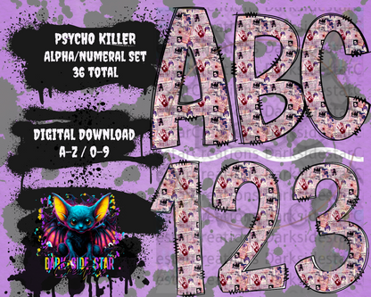 PSYCHO KILLER ALPHA/NUMERAL DIGITAL CREATIONS SET PNG/SVG (36)