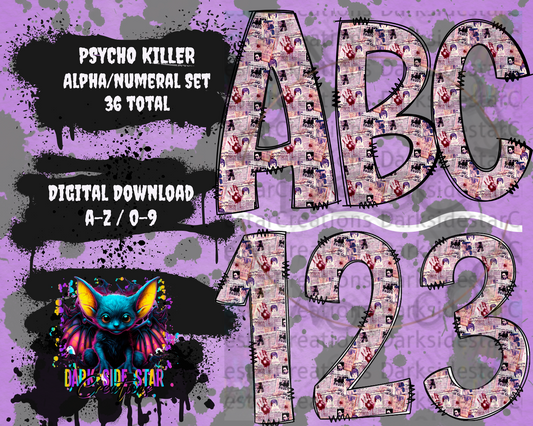 PSYCHO KILLER ALPHA/NUMERAL DIGITAL CREATIONS SET PNG/SVG (36)