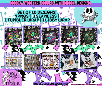 Spooky Western Collab With Diesel Designs PNG | Collab | 300 DPI | PNG | Libby Wrap | Seamless | Tumbler Digital Files Only (10)