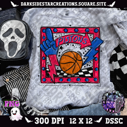 Sporty Basketball Frame Pistons PNG | 300 DPI | PNG | Digital File Only (1)