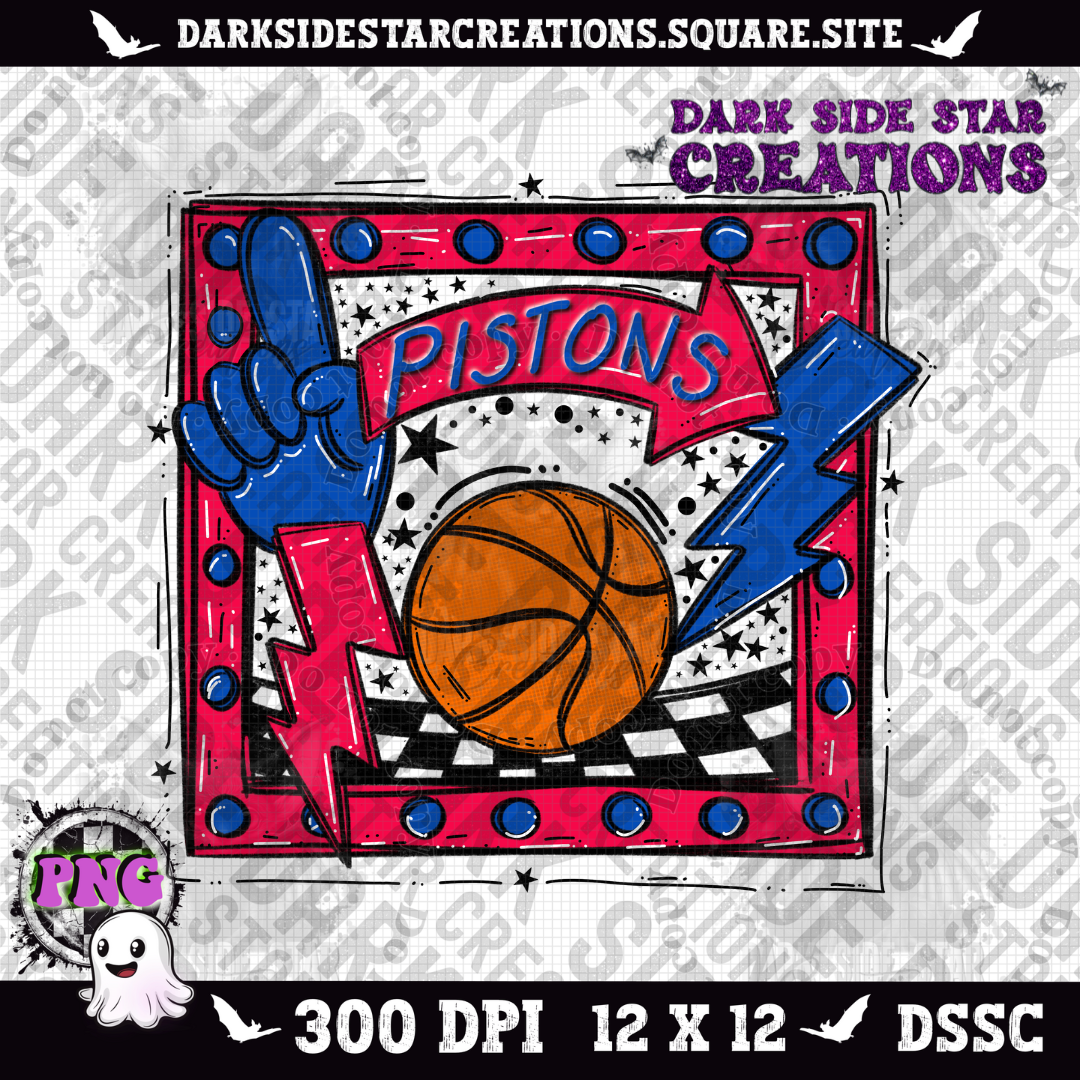 Sporty Basketball Frame Pistons PNG | 300 DPI | PNG | Digital File Only (1)