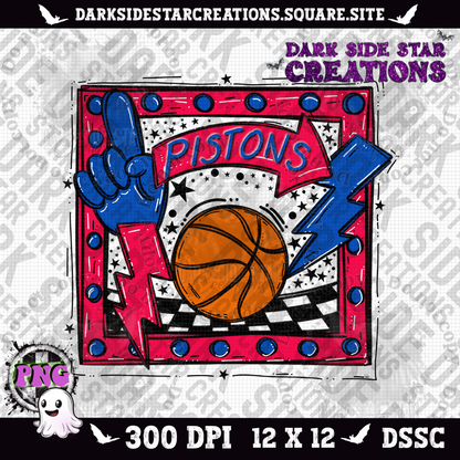 Sporty Basketball Frame Pistons PNG | 300 DPI | PNG | Digital File Only (1)